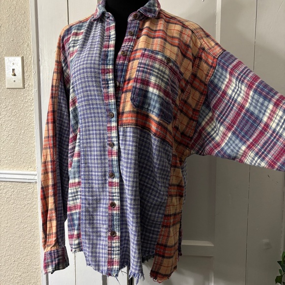 BDG Multicolor Plaid Patchwork Shirt - Picture 6 of 14